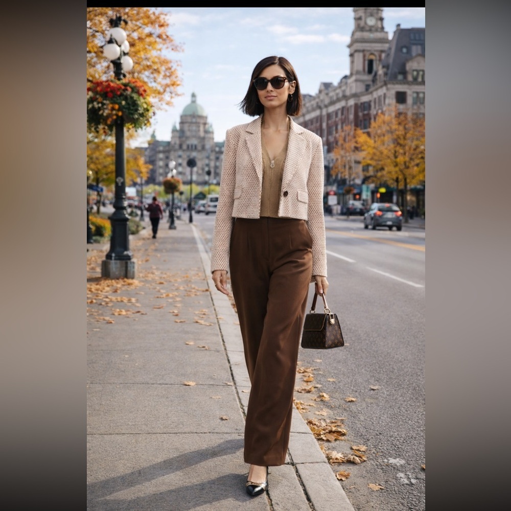 Anthropologie NWT Maeve Cropped Knit Blazer Size L.